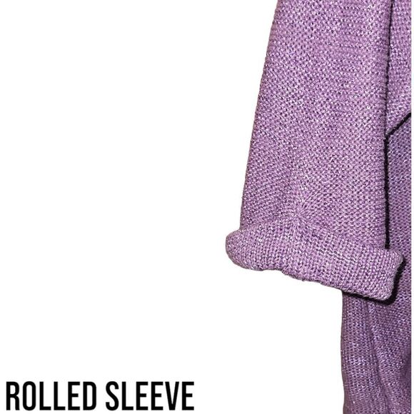 DKNY JEANS Womens Plus Size Lilac Sparkly V- Neck Sweater - Picture 9 of 11